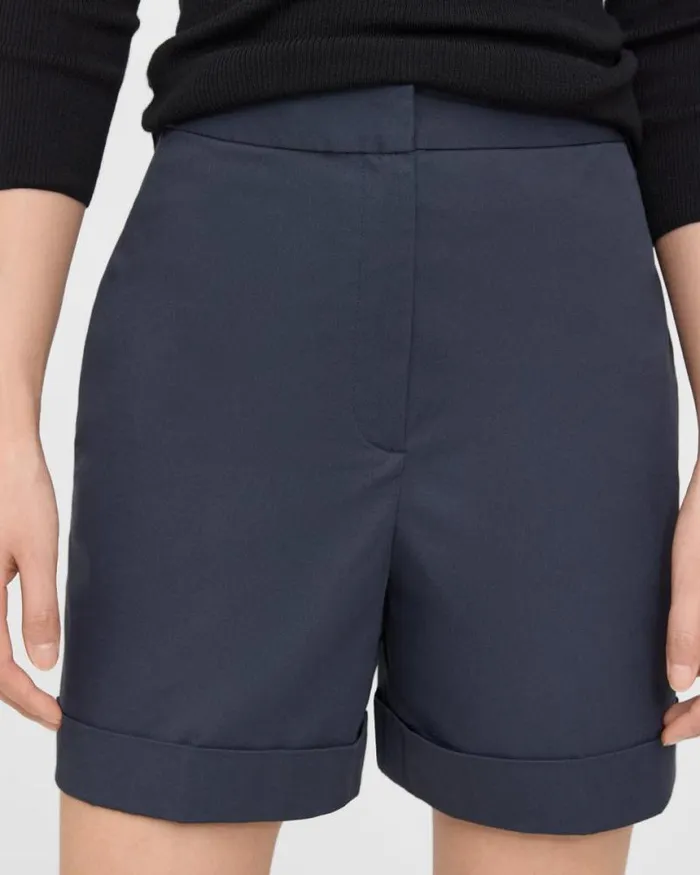 Pants Women Theory Cuffed Short In Stretch Cotton Twill Nocturne Navy Pants Women Theory Cuffed Short In Stretch Cotton Twill Nocturne Navy
