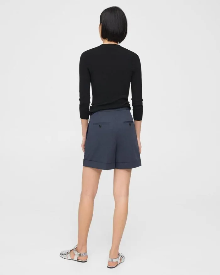 Pants Women Theory Cuffed Short In Stretch Cotton Twill Nocturne Navy Pants Women Theory Cuffed Short In Stretch Cotton Twill Nocturne Navy