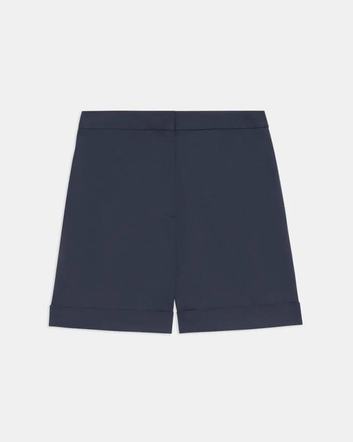 Pants Women Theory Cuffed Short In Stretch Cotton Twill Nocturne Navy Pants Women Theory Cuffed Short In Stretch Cotton Twill Nocturne Navy