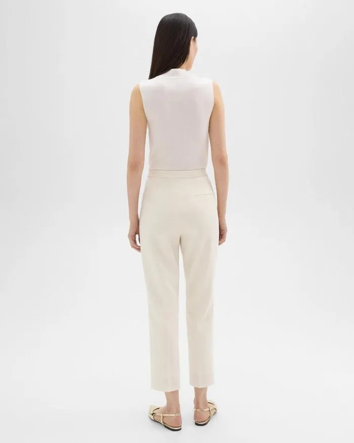 Pants Women Theory HighWaist Slim Crop Pant In Admiral Crepe Rice