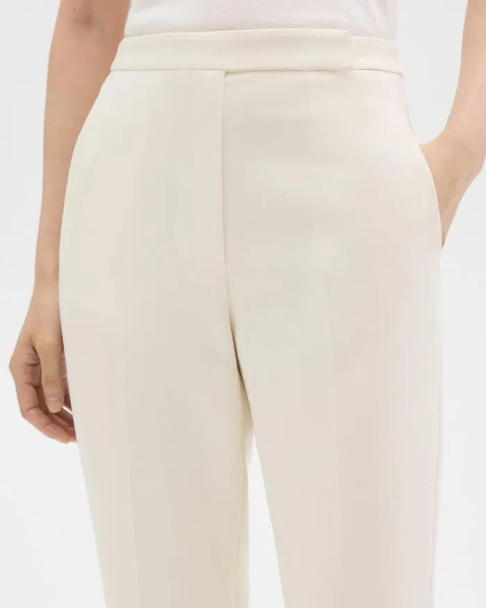 Pants Women Theory HighWaist Slim Crop Pant In Admiral Crepe Rice