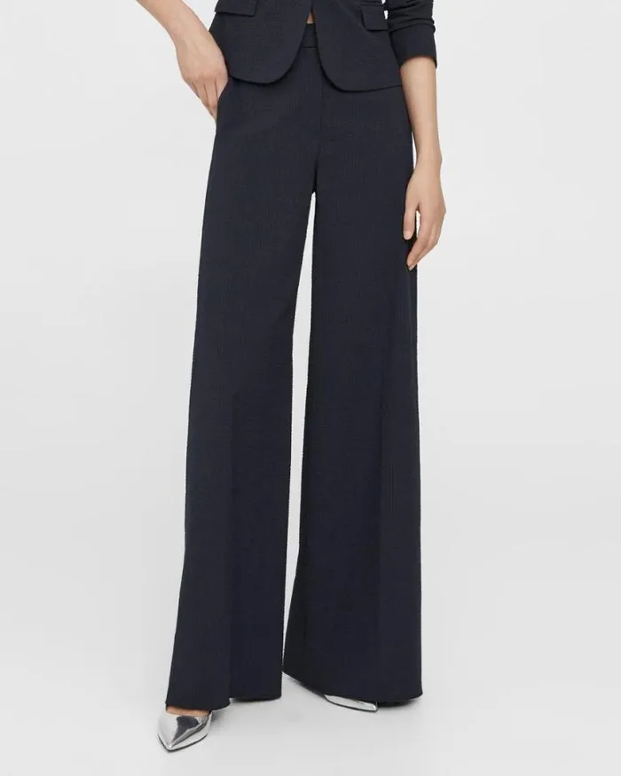 Pants Women Theory HighWaist WideLeg Pant In Seersucker Navy Pants Women Theory HighWaist WideLeg Pant In Seersucker Navy