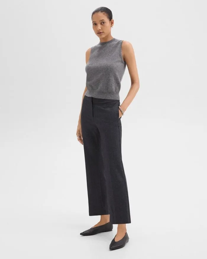 Pants Women Theory Kick Pant In Herringbone Knit Charcoal Melange Pants Women Theory Kick Pant In Herringbone Knit Charcoal Melange