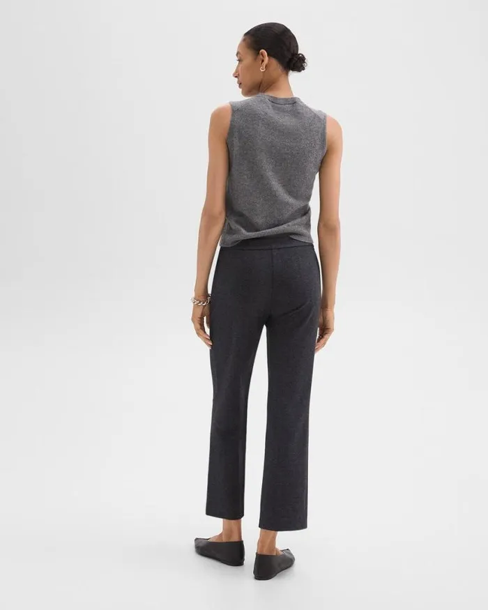 Pants Women Theory Kick Pant In Herringbone Knit Charcoal Melange Pants Women Theory Kick Pant In Herringbone Knit Charcoal Melange