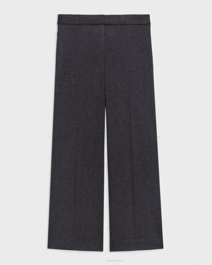 Pants Women Theory Kick Pant In Herringbone Knit Charcoal Melange Pants Women Theory Kick Pant In Herringbone Knit Charcoal Melange