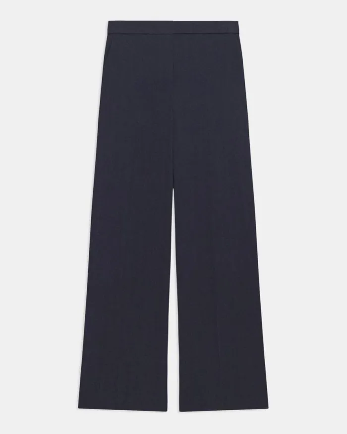 Pants Women Theory Straight PullOn Pant In Striped Admiral Crepe Nocturne Navy