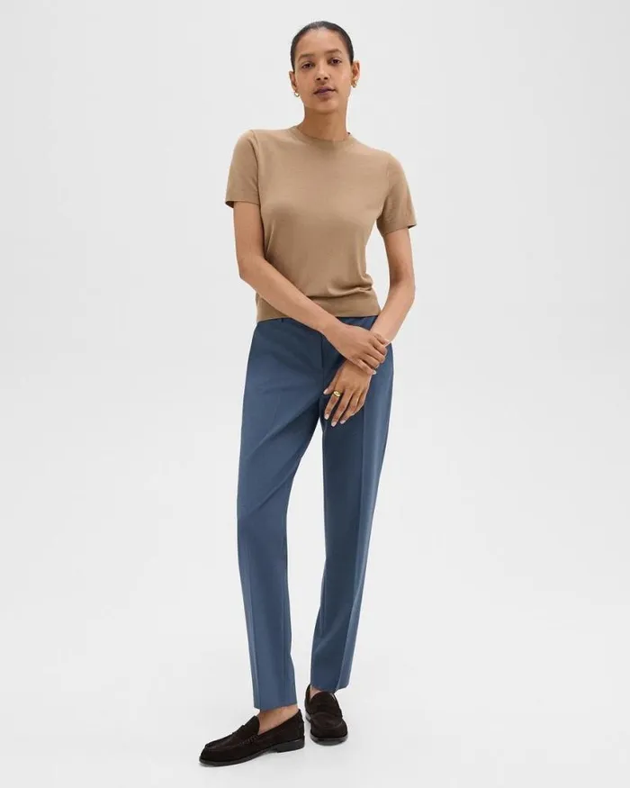 Pants Women Theory Treeca Full Length Pant In Good Wool Ash Blue