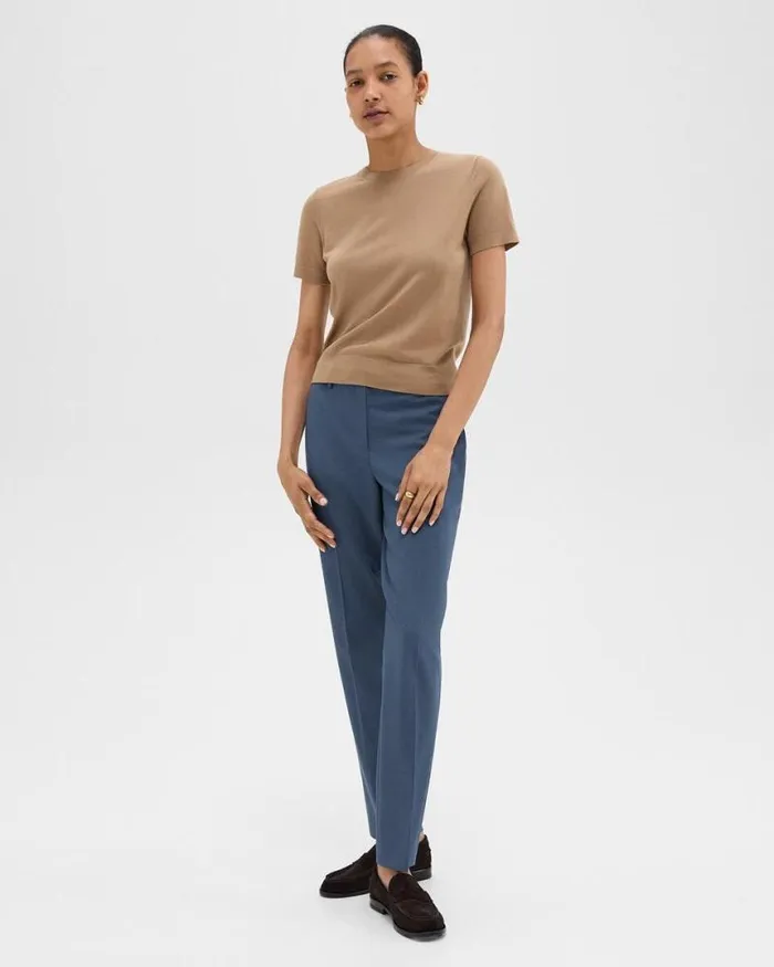 Pants Women Theory Treeca Full Length Pant In Good Wool Ash Blue