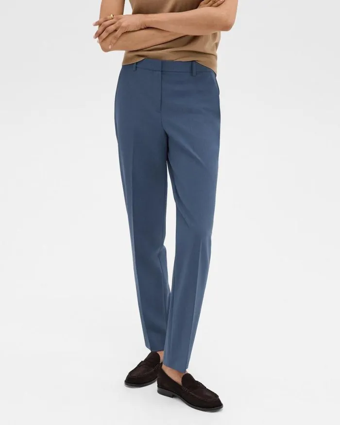 Pants Women Theory Treeca Full Length Pant In Good Wool Ash Blue