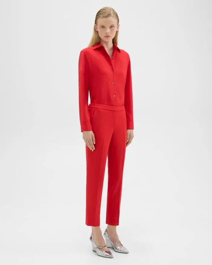 Pants Women Theory Treeca PullOn Pant In Admiral Crepe Geranium
