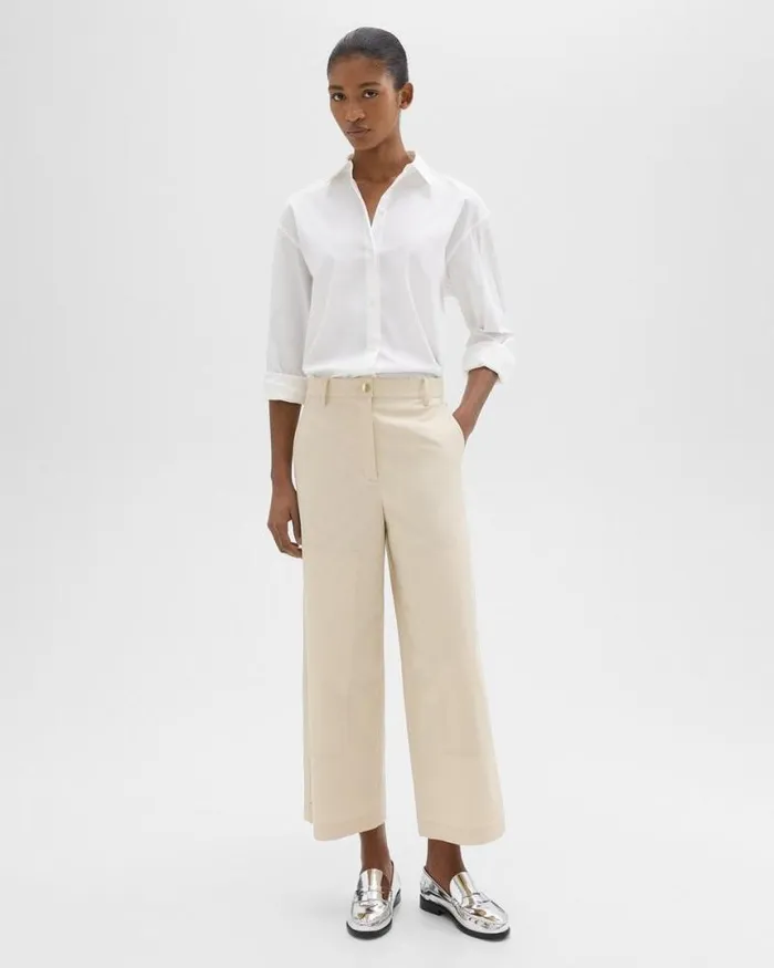 Pants Women Theory Utility Pant In Organic Cotton Sand
