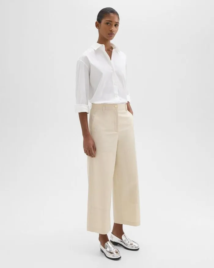 Pants Women Theory Utility Pant In Organic Cotton Sand Pants Women Theory Utility Pant In Organic Cotton Sand