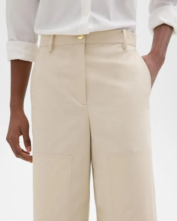 Pants Women Theory Utility Pant In Organic Cotton Sand Pants Women Theory Utility Pant In Organic Cotton Sand