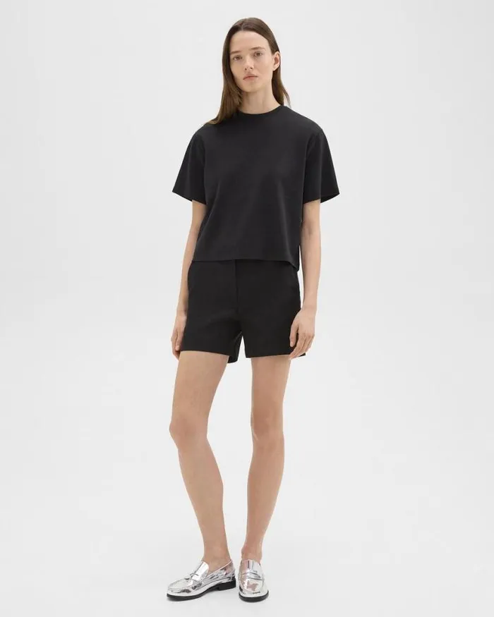 Pants Women Theory Waist Tab Short In Good Linen Black