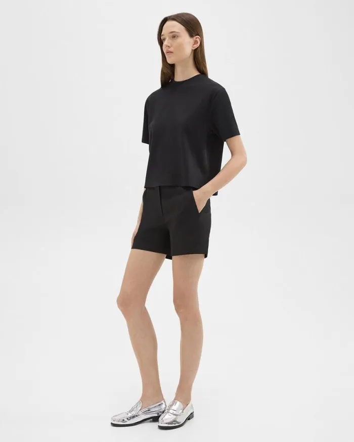 Pants Women Theory Waist Tab Short In Good Linen Black