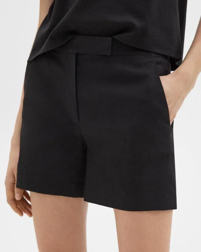 Pants Women Theory Waist Tab Short In Good Linen Black