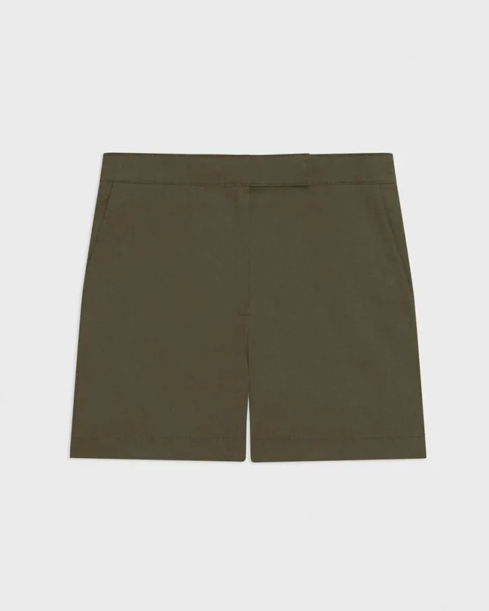 Pants Women Theory Waist Tab Short In Good Linen Dark Olive