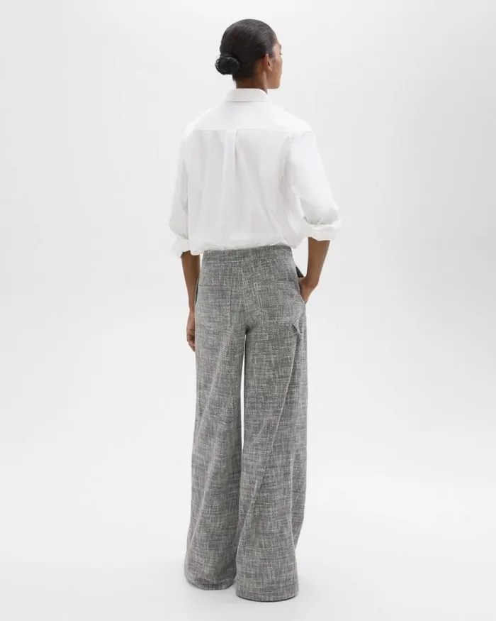 Pants Women Theory WideLeg Carpenter Pant In Canvas Tweed Black Multi Pants Women Theory WideLeg Carpenter Pant In Canvas Tweed Black Multi