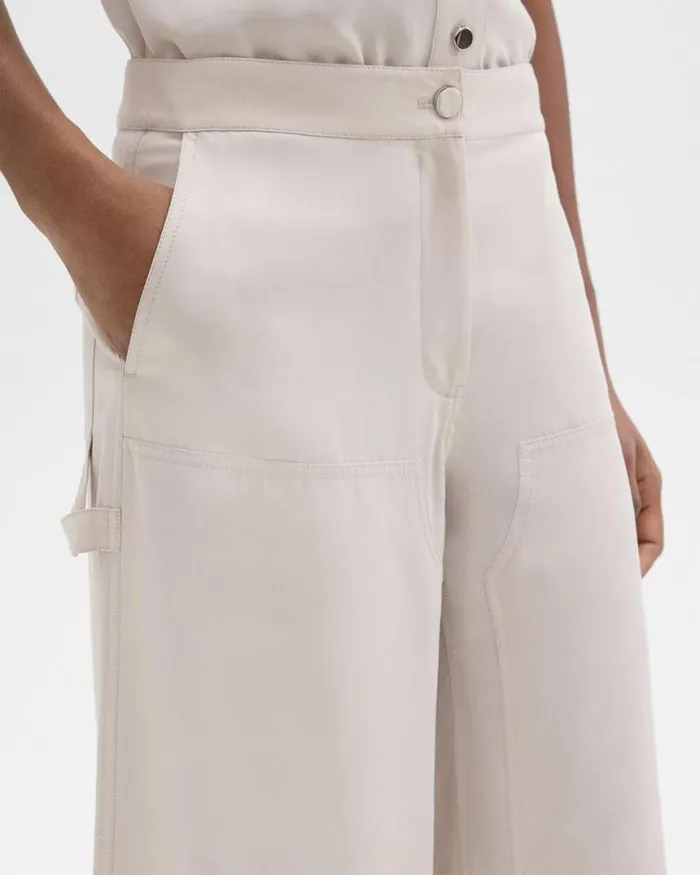 Pants Women Theory WideLeg Carpenter Pant In Fluid Twill New Sand Pants Women Theory WideLeg Carpenter Pant In Fluid Twill New Sand