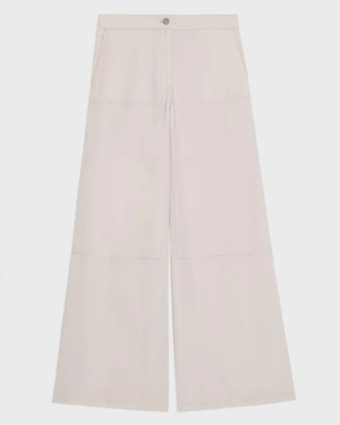 Pants Women Theory WideLeg Carpenter Pant In Fluid Twill New Sand Pants Women Theory WideLeg Carpenter Pant In Fluid Twill New Sand