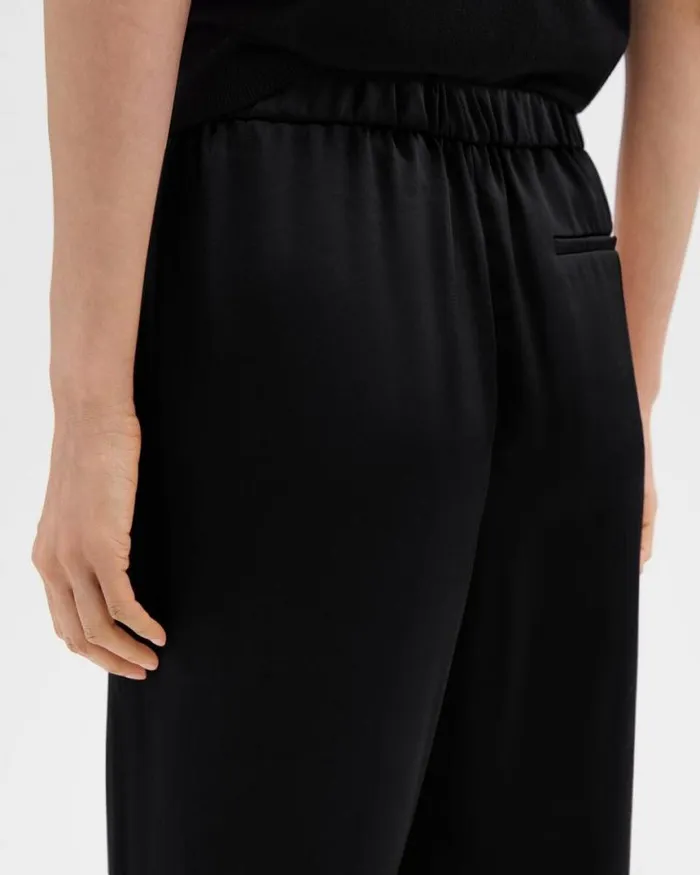 Pants Women Theory Wide Leg PullOn Pant In Crushed Satin Black Pants Women Theory Wide Leg PullOn Pant In Crushed Satin Black