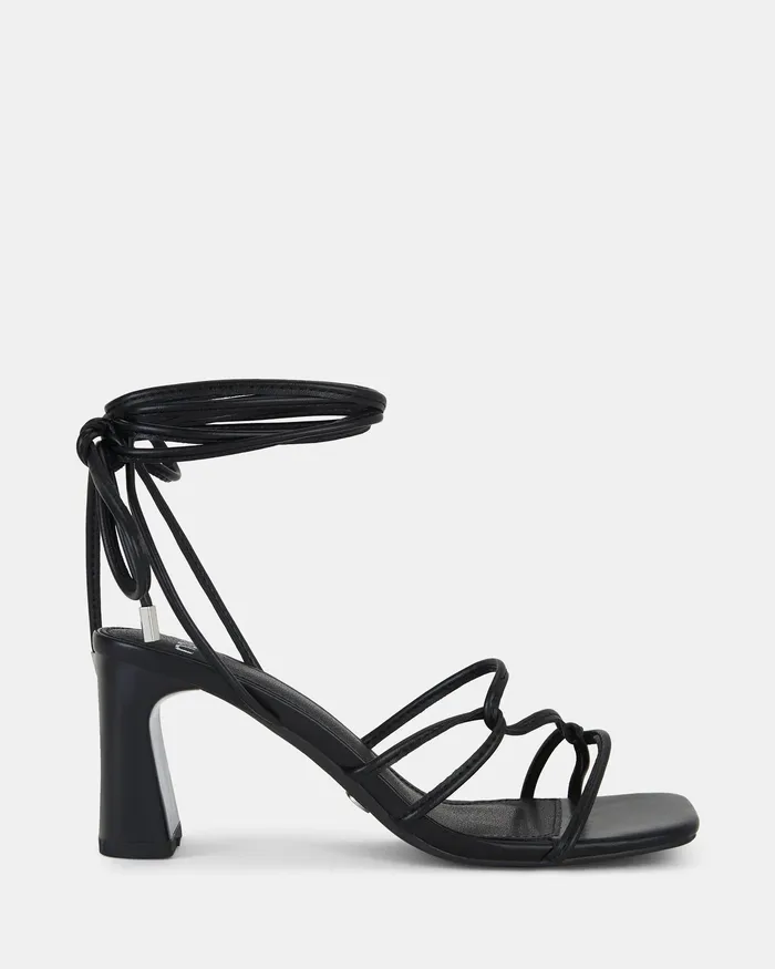 Party Women NOVO Shoes URAY BLACK LaceUp Heels