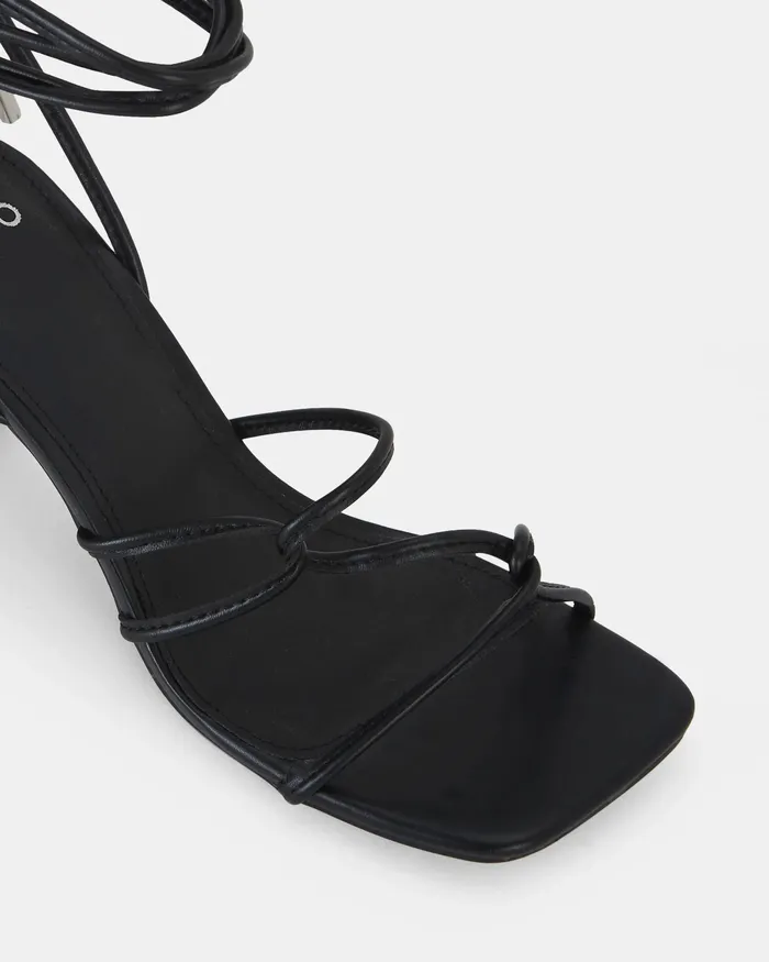 Party Women NOVO Shoes URAY BLACK LaceUp Heels