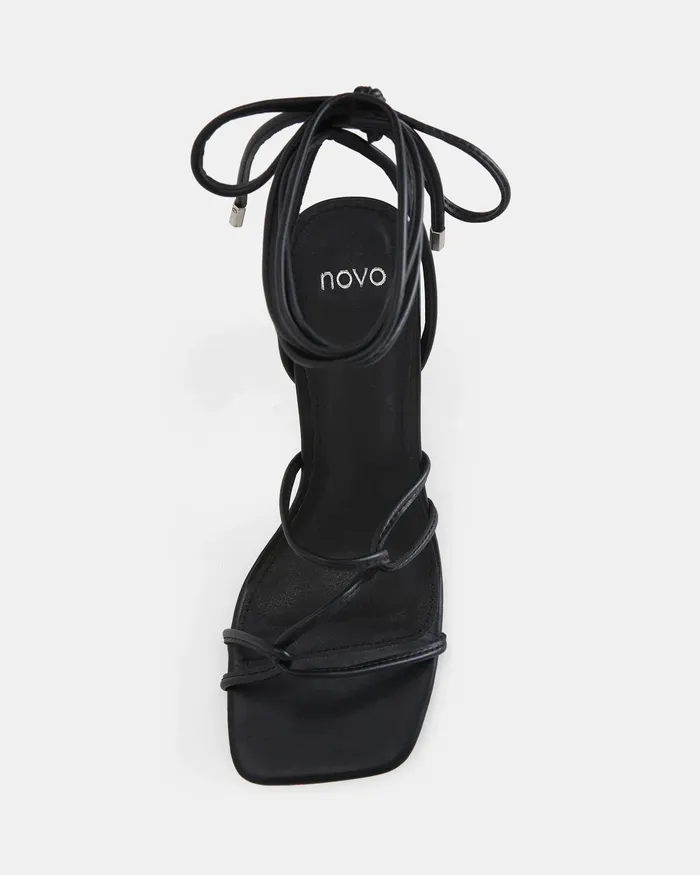 Party Women NOVO Shoes URAY BLACK LaceUp Heels