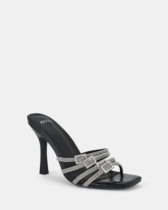Party YETTI BLACK Open Toe Heels NOVO Shoes Women