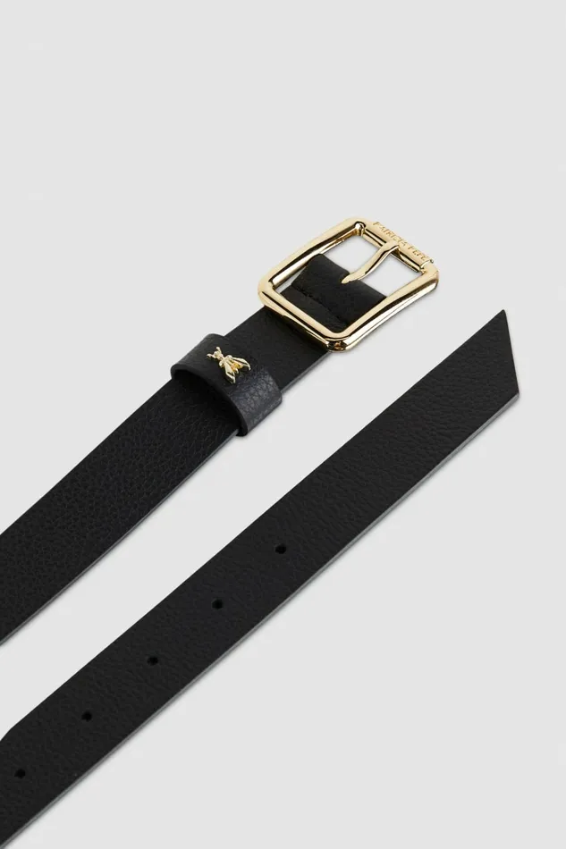 Patrizia Pepe Belts Hammered Leather LowWaist Belt Black 8211 Women