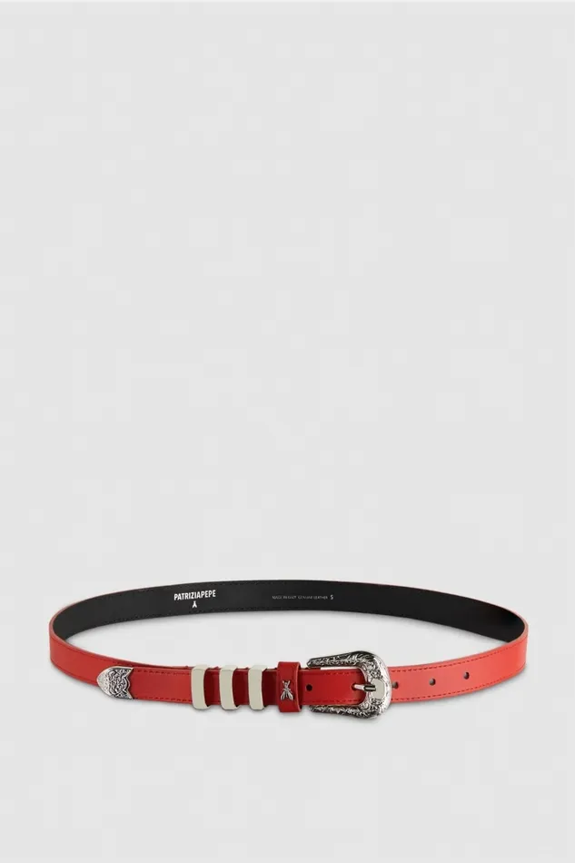 Patrizia Pepe Belts LowWaisted Leather Cowboy Belt Red 8211 Women