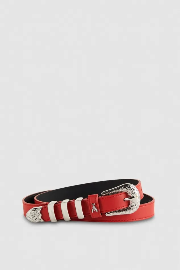 Patrizia Pepe Belts LowWaisted Leather Cowboy Belt Red 8211 Women