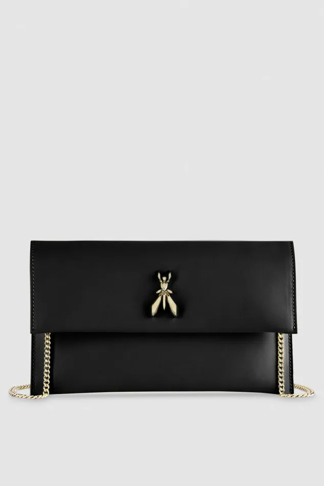 Patrizia Pepe Clutches Fly Leather Clutch Bag With Chain Black 8211 Women