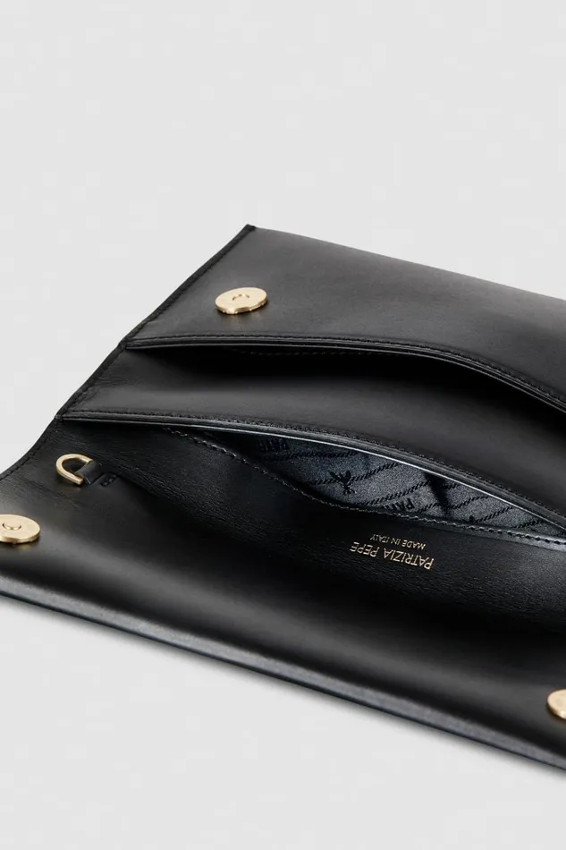 Patrizia Pepe Clutches Fly Leather Clutch Bag With Chain Black 8211 Women