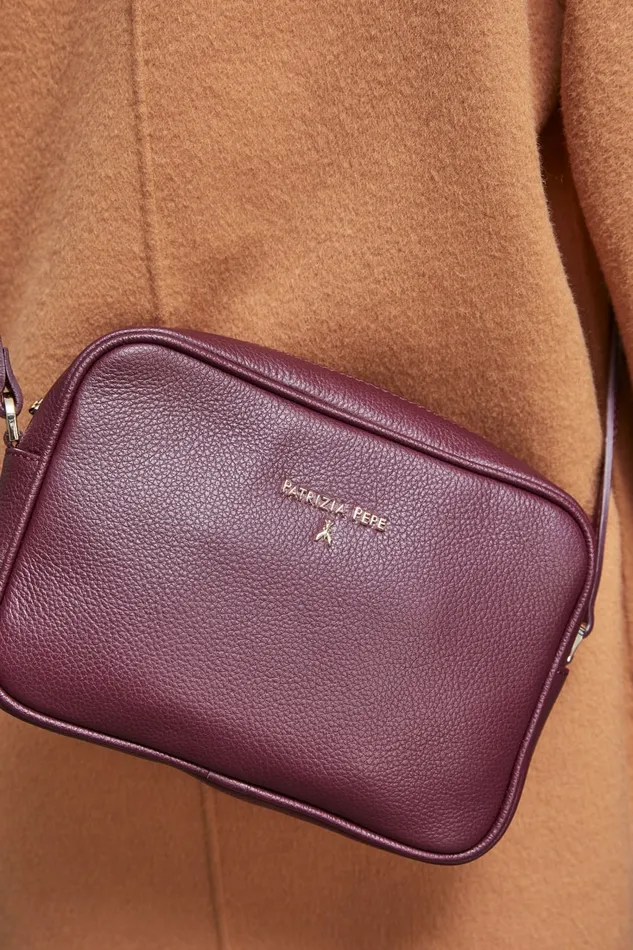 Patrizia Pepe Crossbodys Leather Camera Bag With Inside Pocket Purple 8211 Women