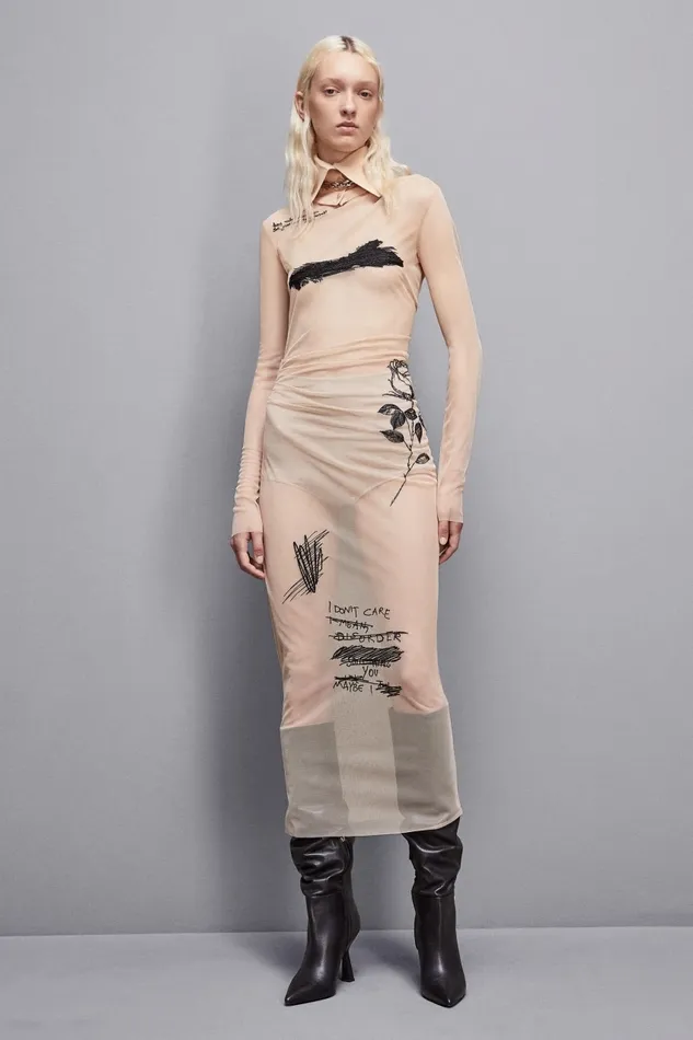 Patrizia Pepe Dresses Embroidered Tulle Dress Beige 8211 Women