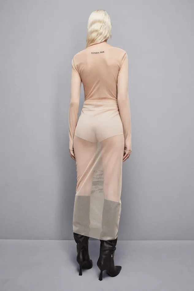 Patrizia Pepe Dresses Embroidered Tulle Dress Beige 8211 Women