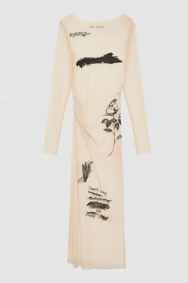 Patrizia Pepe Dresses Embroidered Tulle Dress Beige 8211 Women