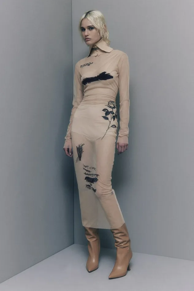 Patrizia Pepe Dresses Embroidered Tulle Dress Beige 8211 Women