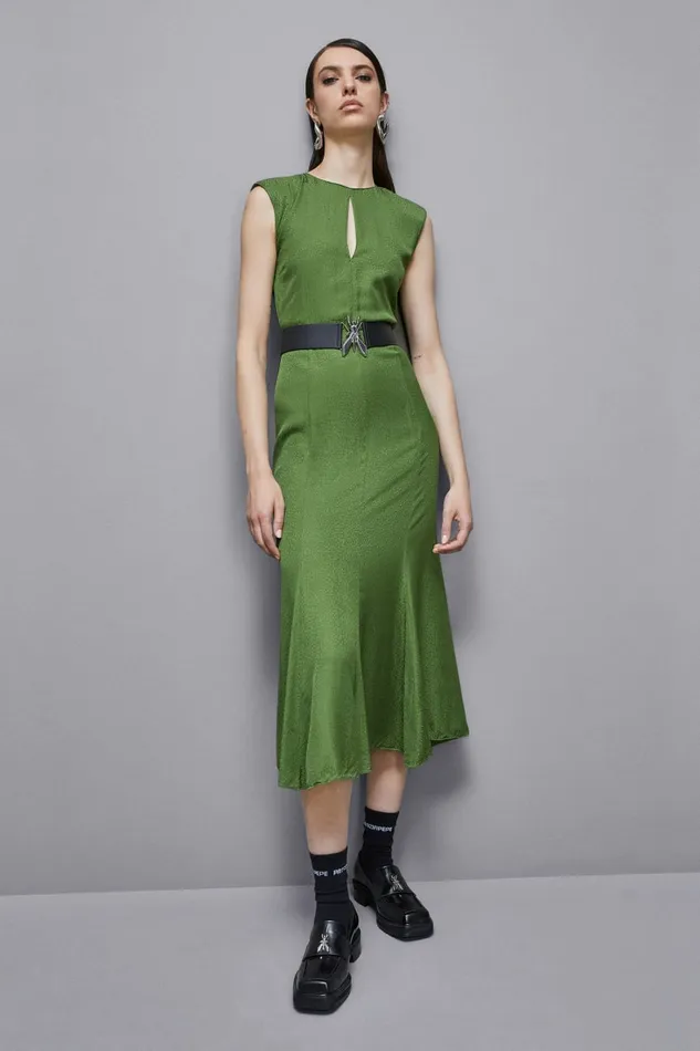 Patrizia Pepe Dresses Jacquard Viscose Midi Dress Green 8211 Women