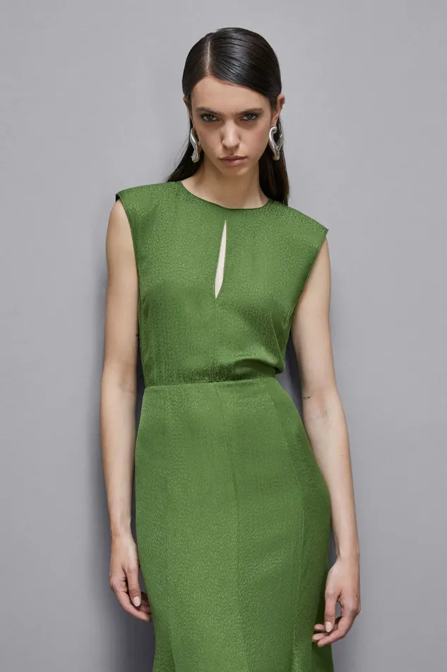 Patrizia Pepe Dresses Jacquard Viscose Midi Dress Green 8211 Women