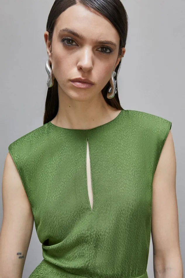 Patrizia Pepe Dresses Jacquard Viscose Midi Dress Green 8211 Women