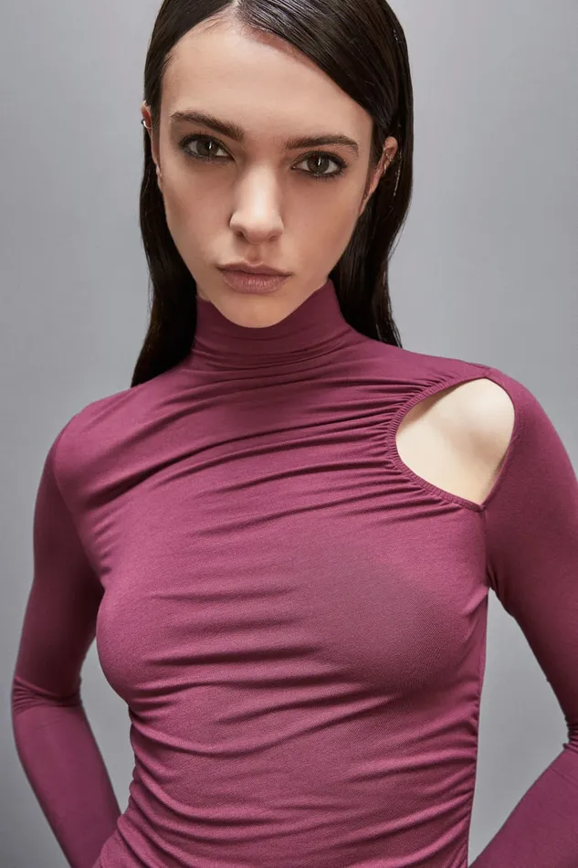 Patrizia Pepe Dresses Jersey Turtleneck Mini Dress Red 8211 Women