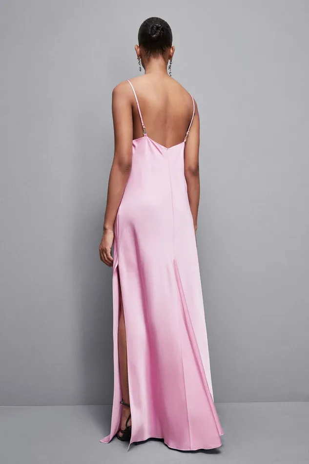 Patrizia Pepe Dresses Long Viscose Satin Mermaid Dress Pink 8211 Women