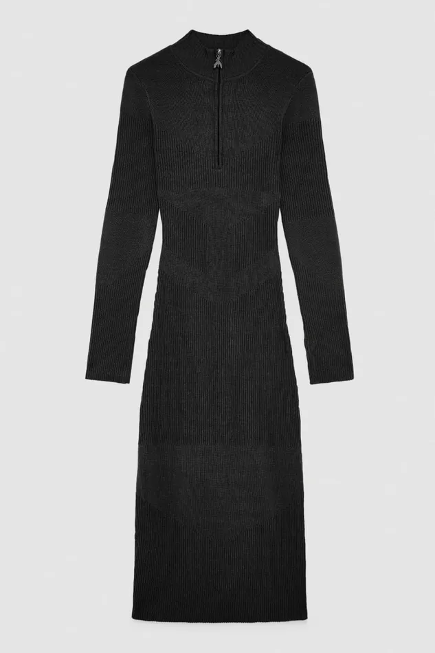 Patrizia Pepe Dresses Ribbed Wool Midi Dress Black 8211 Women