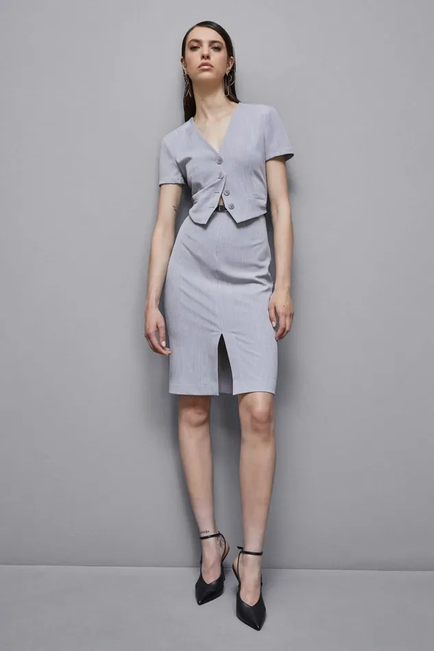 Patrizia Pepe Dresses Sleeveless Midi Dress In Poly Viscose Grey 8211 Women