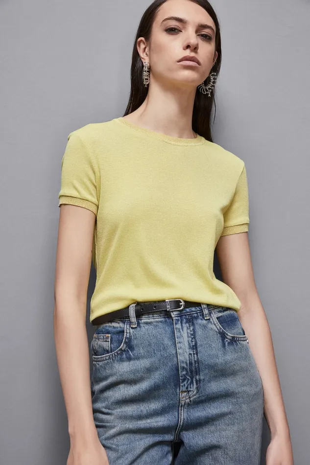 Patrizia Pepe Knitwear Essential ShortSleeved Sweater Yellow 8211 Women