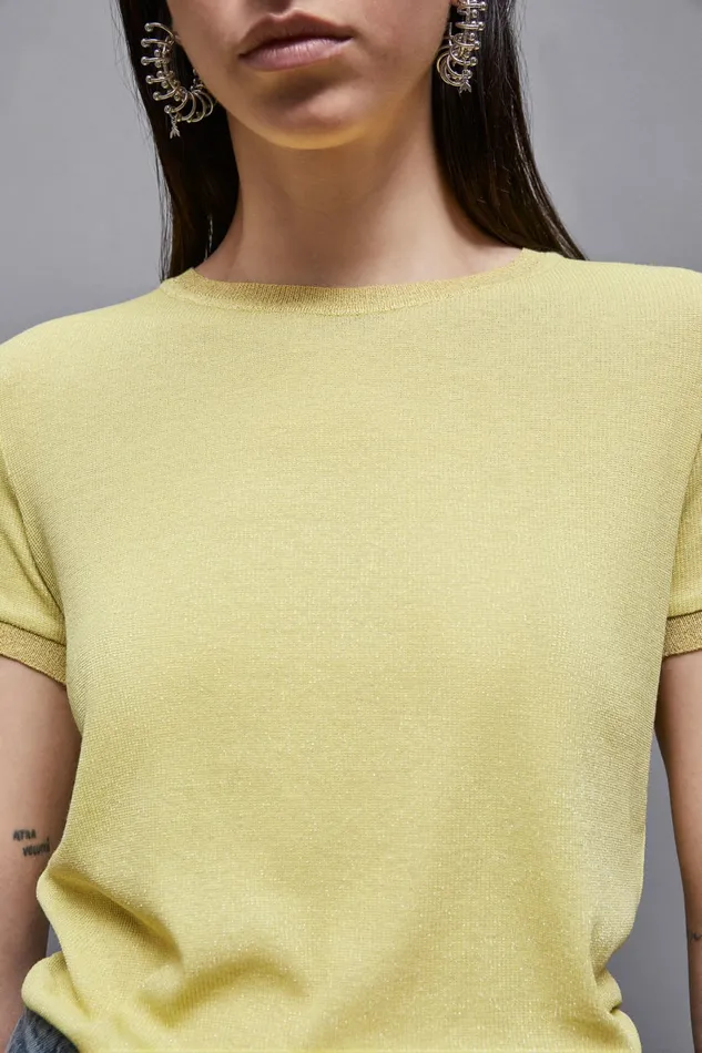 Patrizia Pepe Knitwear Essential ShortSleeved Sweater Yellow 8211 Women