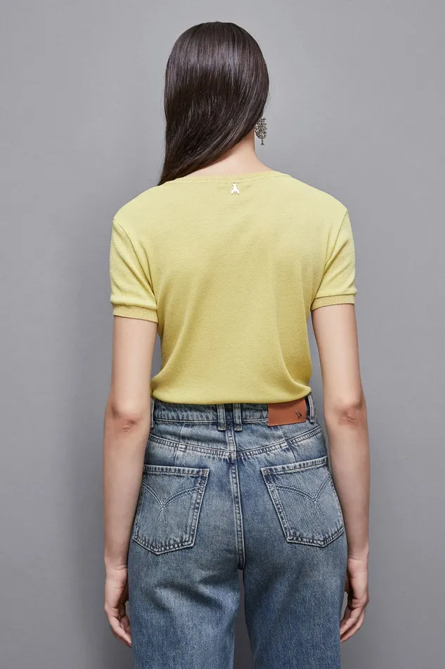 Patrizia Pepe Knitwear Essential ShortSleeved Sweater Yellow 8211 Women