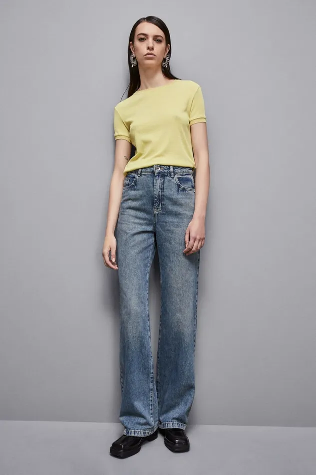 Patrizia Pepe Knitwear Essential ShortSleeved Sweater Yellow 8211 Women